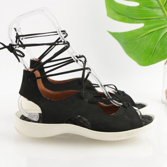 L'Amour Des Pieds Womens Nesimah Sandals Size 7 Black Leathte Ankle Tie Up Shoes - Picture 8 of 14